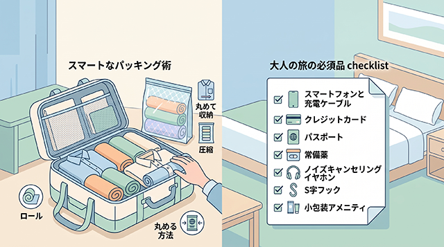 【準備・ノウハウ】【保存版】一人旅・グループ旅の荷物を劇的に減らすパッキング術と必需品チェックリスト